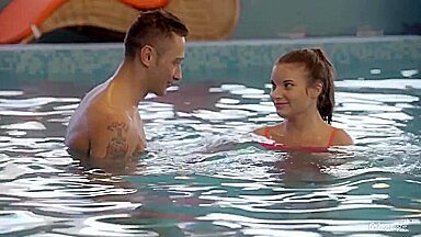 Innocent Hungarian brunette enjoys underwater fuck with swimming instructor - Anita Bellini