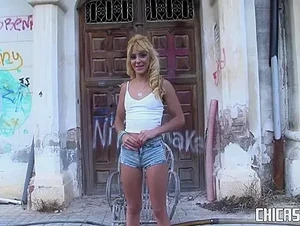 Sexy Spanish blondie Chiki Dulce rides big cock outdoors